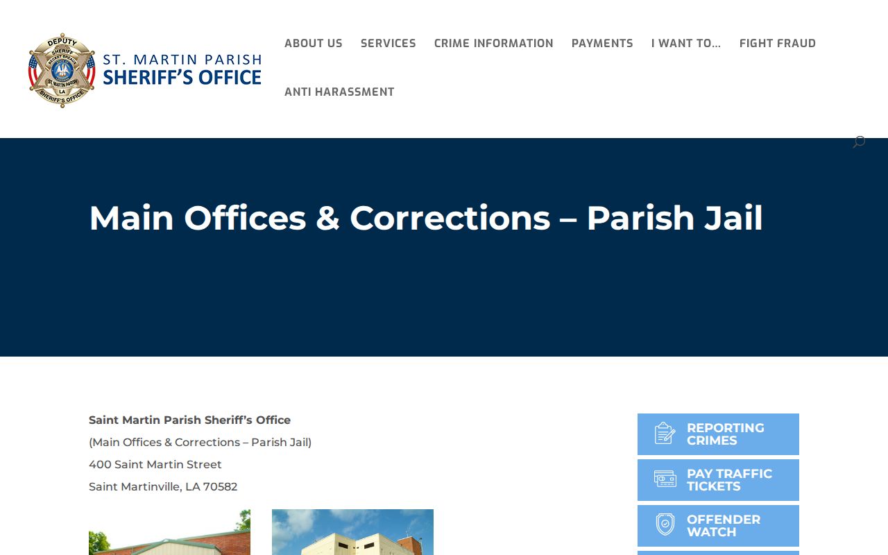 St. Martin Parish jail and current inmate locator page