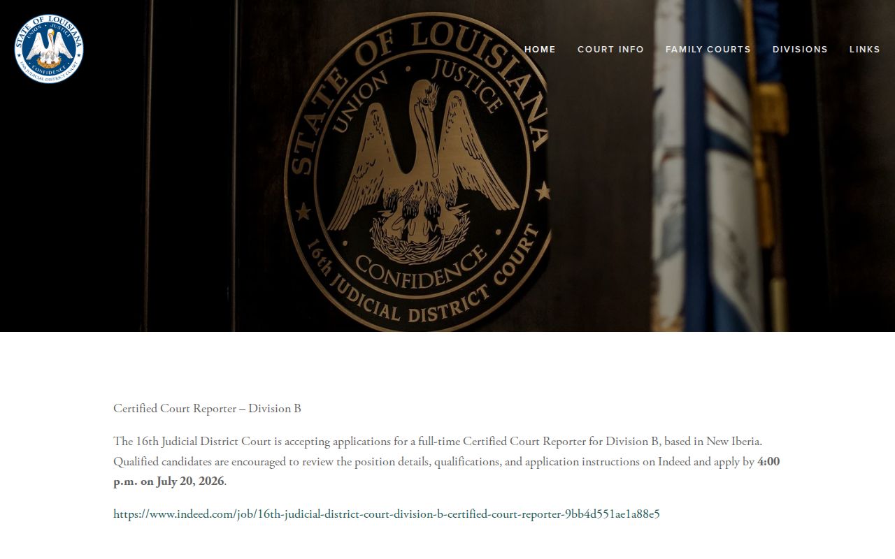 St. Martin Parish criminal records Sixteenth Judicial District Court