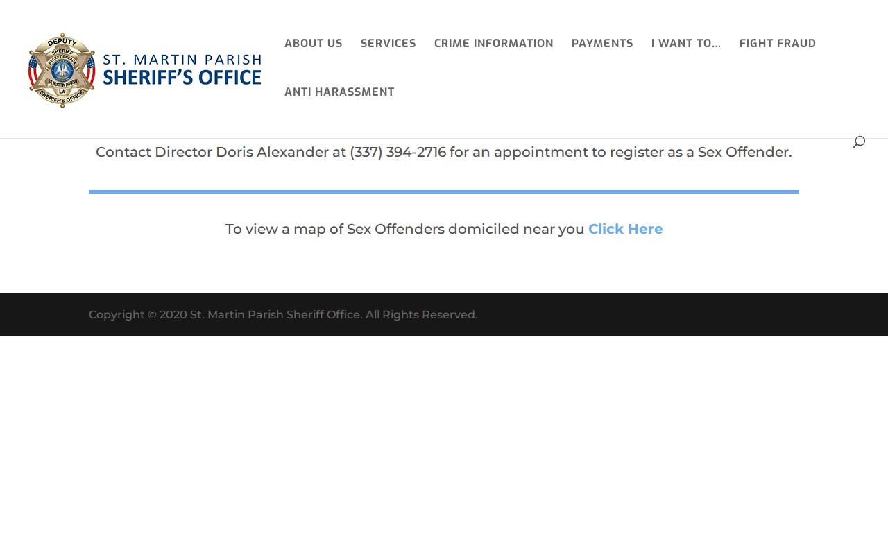 St. Martin Parish Sheriff sex offender registry and OffenderWatch entry